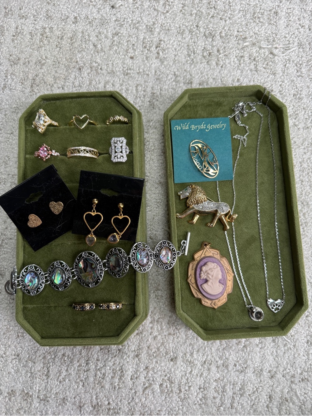 Vtg Mod Jewelry Lot Some Stamped 925, incl. Avon, Rings, Brooch, Cameo, More P1